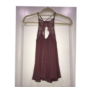 Magenta top with laced cut out front